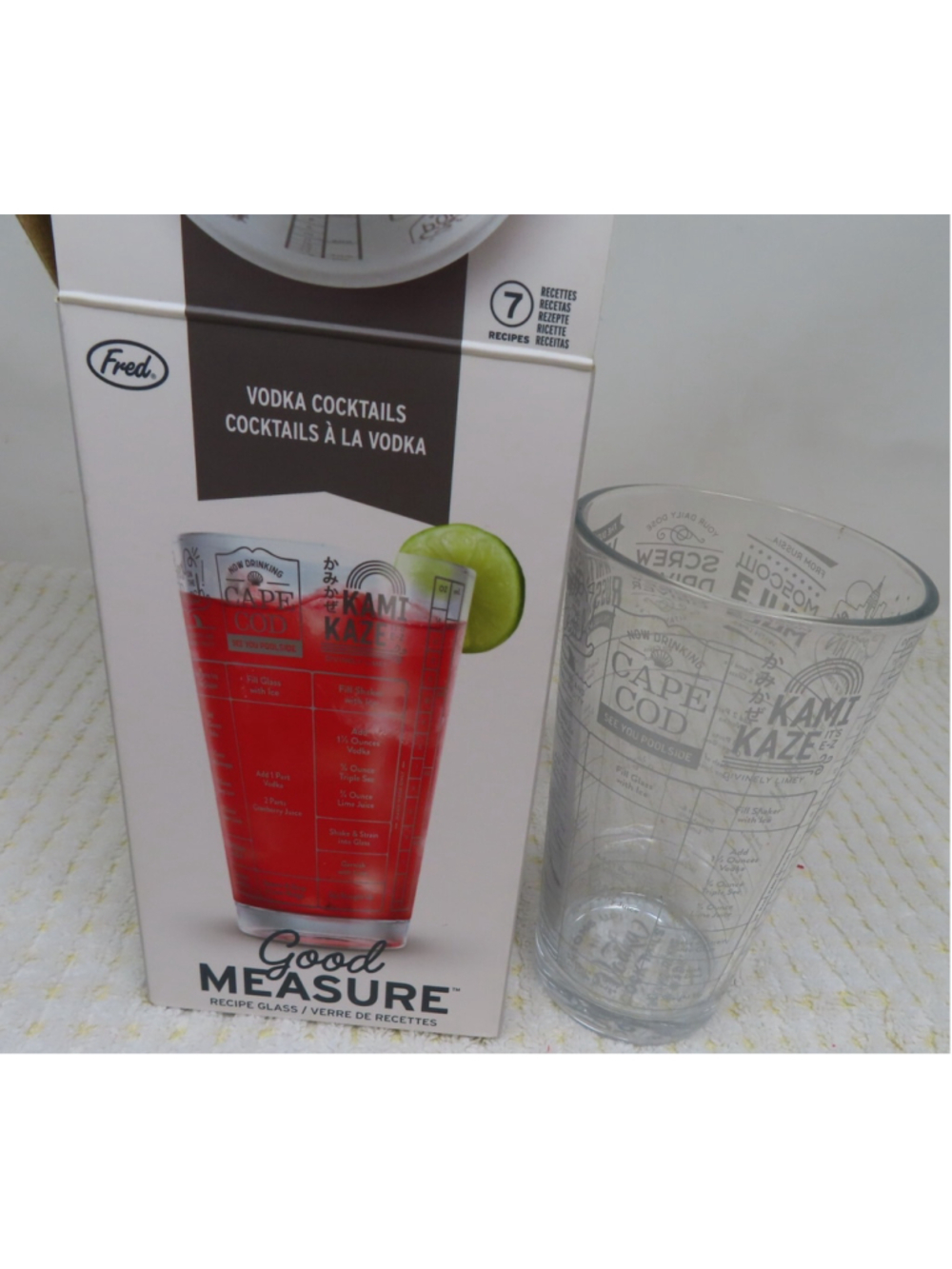 Fred Good Measure Vodka Cocktails Recipe Glass New in Box Style 5218764